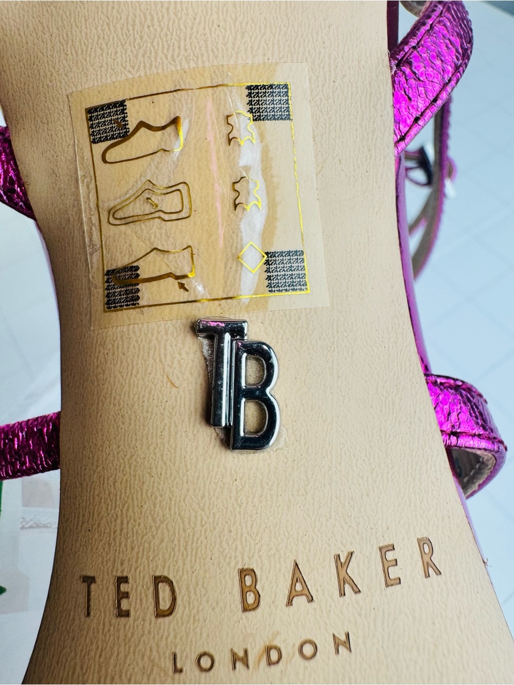 Ted Baker Metallic Fuchsia Strappy Stiletto Sandal - Picture 9 of 10